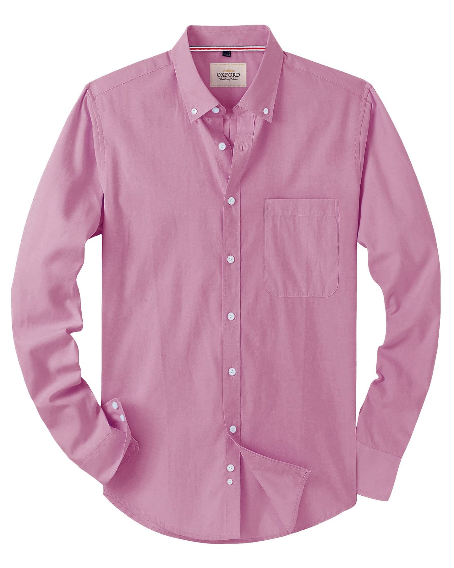 HOTAlimens & Gentle Mens Solid Oxford Shirt Long Sleeve Dress Shirt Work Casual Button Down Shirts with Pocket