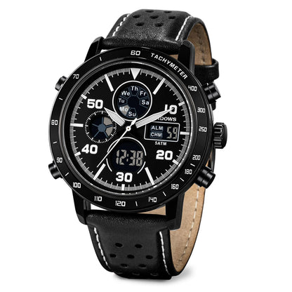 HOTPINDOWS Mens Digital Analog Watches, Multifunction Sport Casual | Dual time display, bright night backlight, daily alarm, precision stopwatch, and splash-proof construction