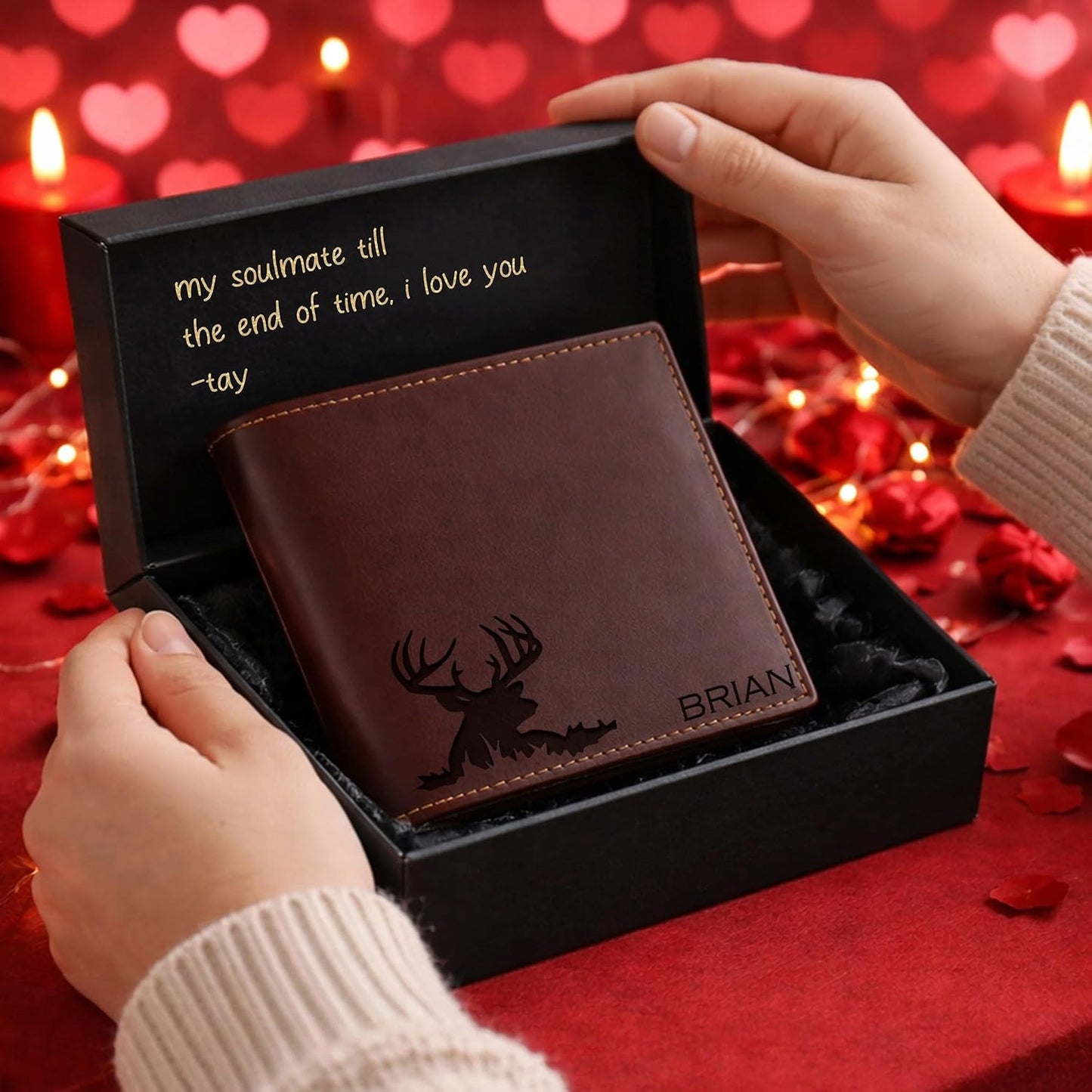 HOTCustom Wallet for Men, Personalized Genuine Leather Engraved Mens Wallet, Birthday & Christmas Gifts For Men Him Dad Son Boyfriend Husband, Gifts for Valentines Day & Fathers Day