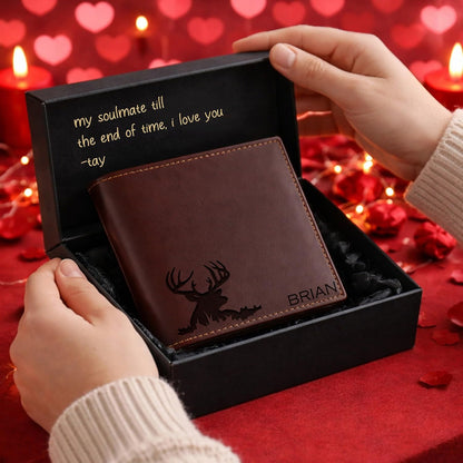HOTCustom Wallet for Men, Personalized Genuine Leather Engraved Mens Wallet, Birthday & Christmas Gifts For Men Him Dad Son Boyfriend Husband, Gifts for Valentines Day & Fathers Day