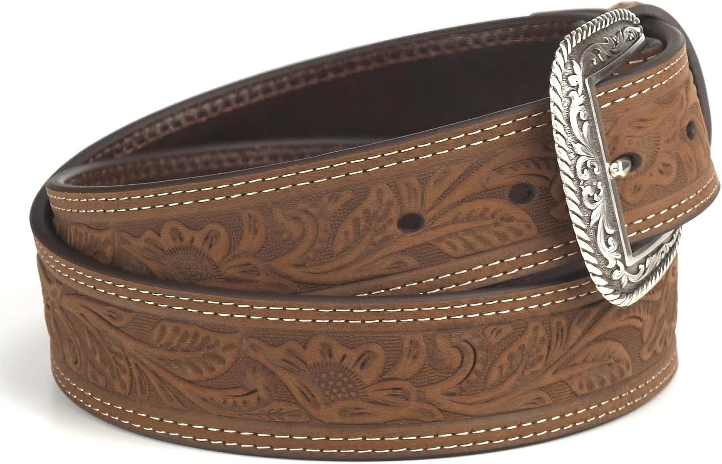 HOTARIAT Men's Leather Floral Embossed Belt