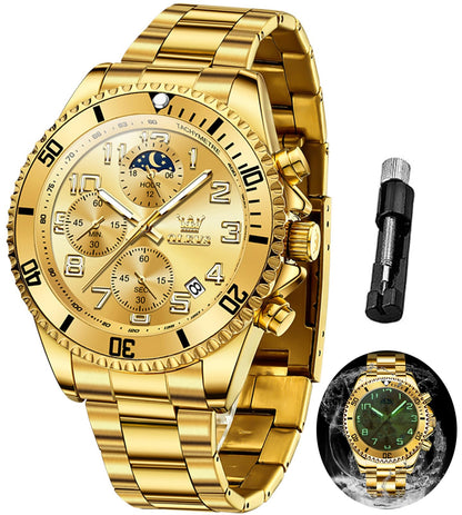 HOTOLEVS Mens Stainless Steel Watch Fashion Luxury Big Face Analog Waterproof