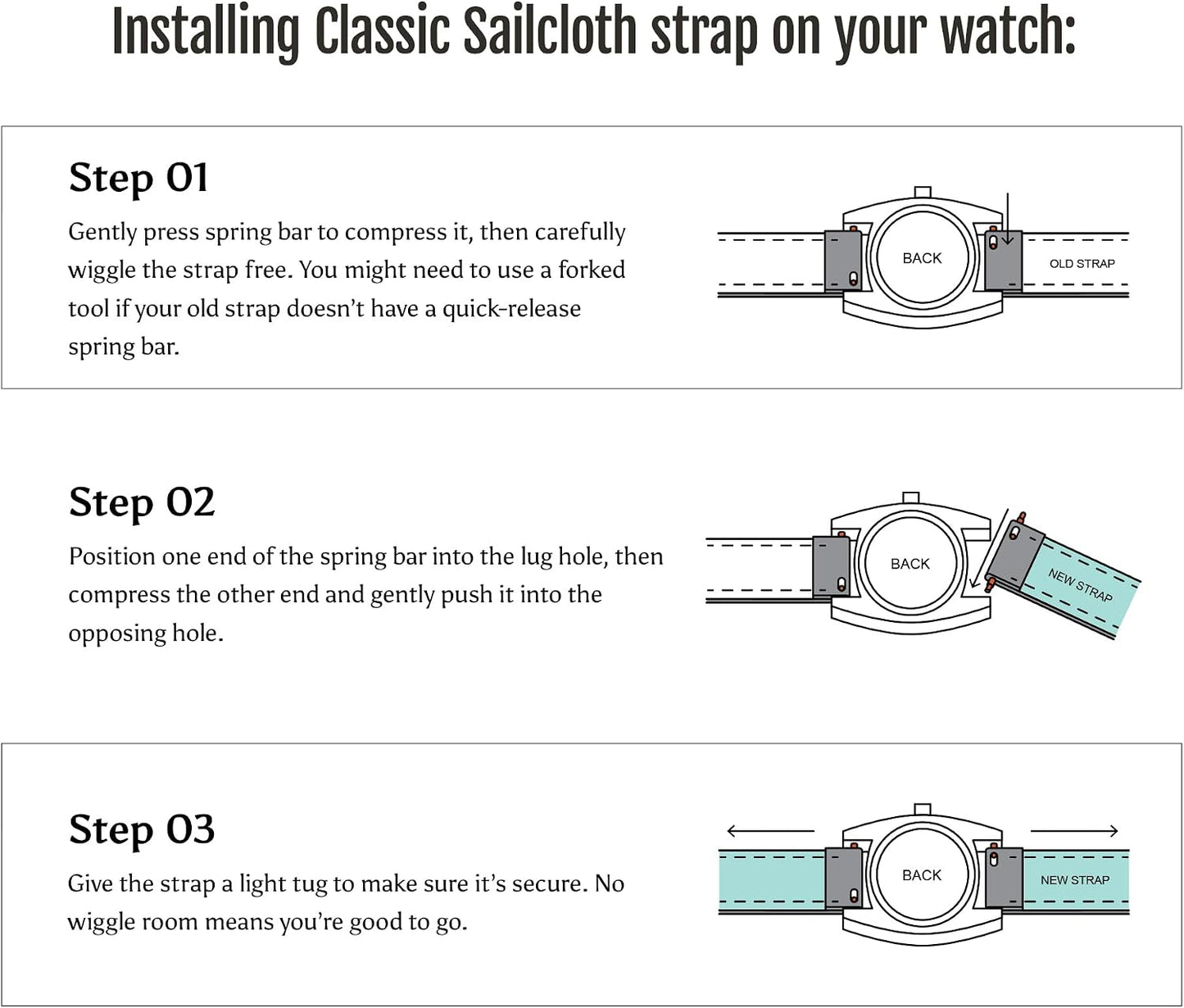HOTAnchor Strap Co | Classic Sailcloth Watch Strap | Marine-Grade Outer + Caoutchouc Rubber Lining | Water-Resistant | Brushed 316L Stainless Steel Buckle | Fits 6.25–8.25in Wrists
