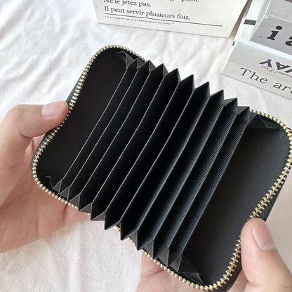 HOTBling Credit Card Case RFID Leather Wallet Multilayer Zipper Case Rhinestone Credit Card Holder Women's Small Credit Card Wallet (Silver)