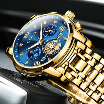 HOTOLEVS Watches Men Stainless Steel Chronograph Watch Luxury Big Face Man Dress Watches Waterproof Roman Numeral Analog Quartz Men Wrist Watch Diamond Relojes para Hombre(Silver/Black/Gold/Red/Blue)