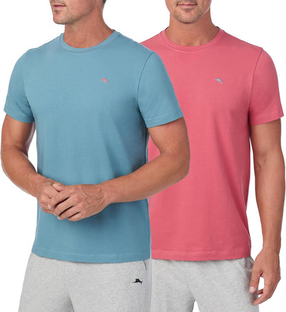 HOTTommy Bahama - Men's Essential 2 Pack T Shirts, Short Sleeve Crew Neck Stretch Jersey Top for Sleep or Lounge
