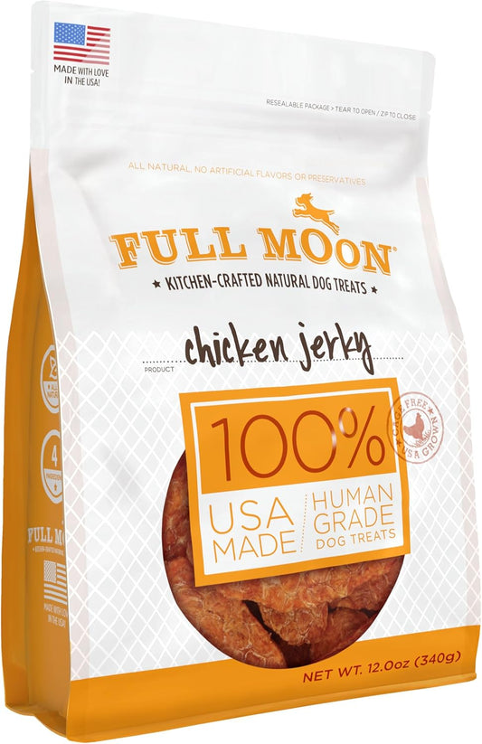 HOTFull Moon® Chicken Jerky Dog Treats 12 oz | Human Grade, No corn, No wheat, No soy, Glycerin Free, Made in the USA