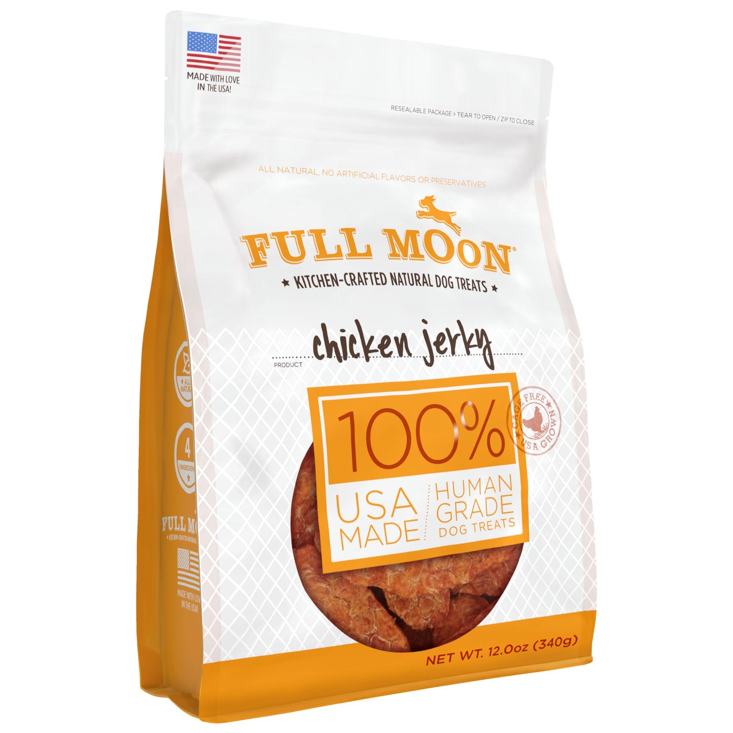 HOTFull Moon® Chicken Jerky Dog Treats 12 oz | Human Grade, No corn, No wheat, No soy, Glycerin Free, Made in the USA