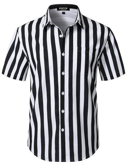 HOTJEMITOP Mens Stretch Wrinkle Free Texture Shirts | Lightweight, Summer, Beach, Stylish, Button Down, Short Sleeve, Casual, Vacation
