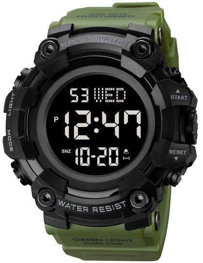 HOTXCZAP Men's Black Sports Watch - Large Face Chronograph Military Wristwatch with Luminous Hands, Waterproof Casual Silicone Strap for Outdoor and Daily Use - Gift for Men