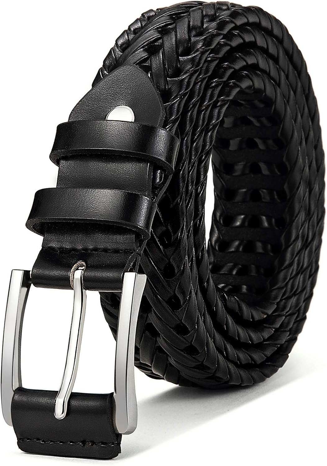 HOTBULLIANT Mens Belts,Leather Woven Braided Belts for Gift Men Casual Jeans Golf