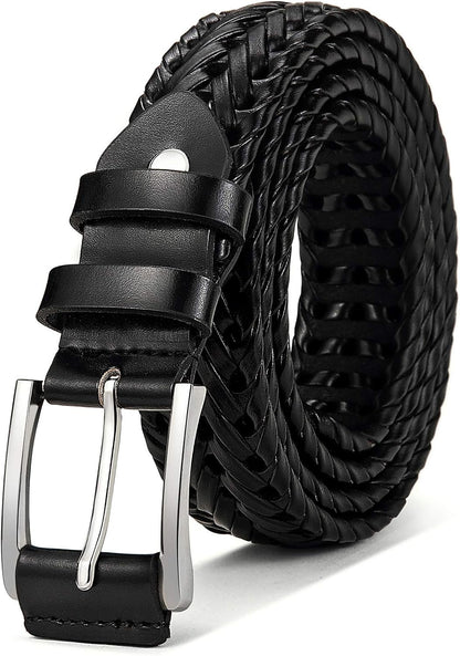 HOTBULLIANT Mens Belts,Leather Woven Braided Belts for Gift Men Casual Jeans Golf