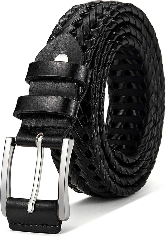 HOTBULLIANT Mens Belts,Leather Woven Braided Belts for Gift Men Casual Jeans Golf