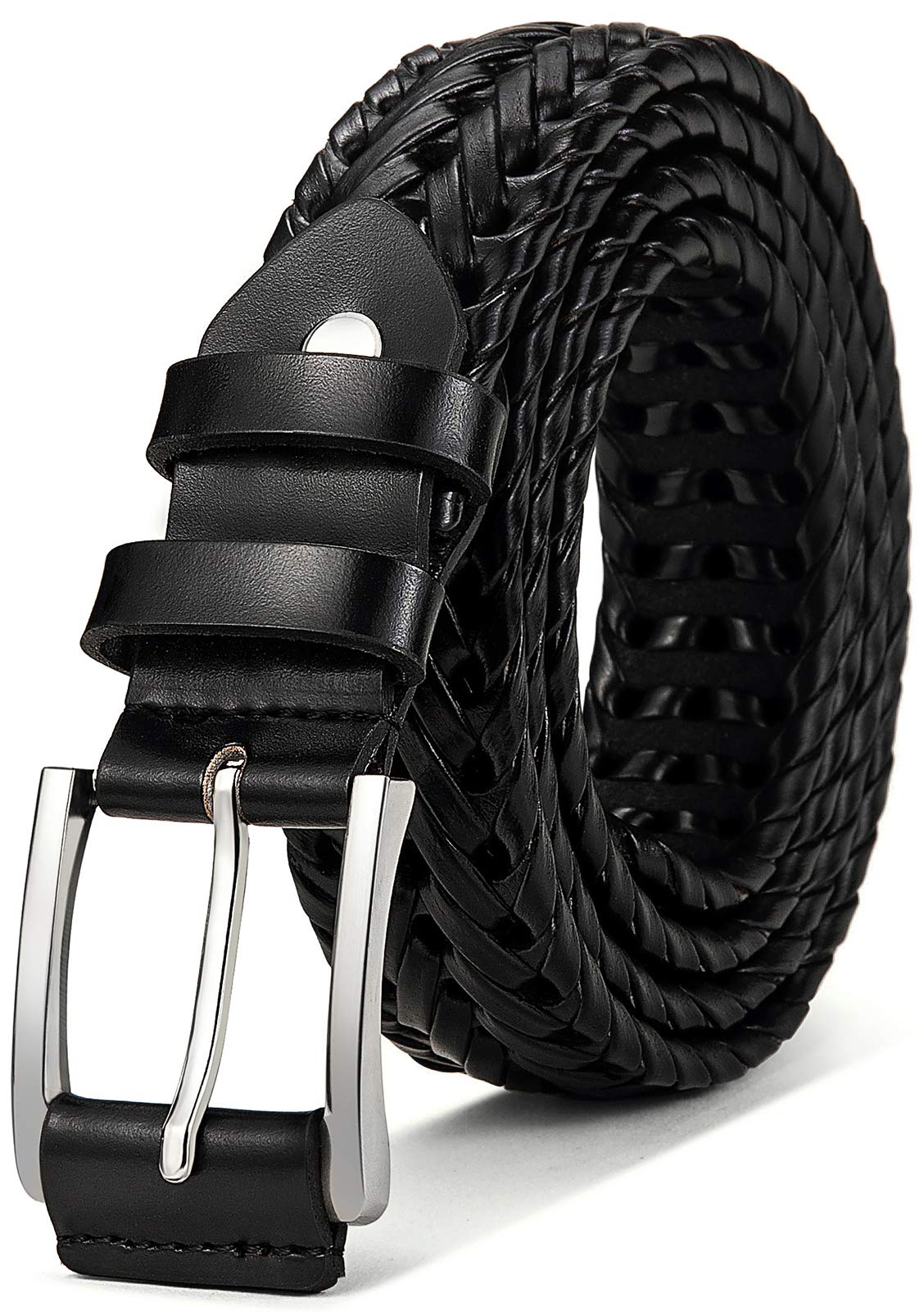 HOTBULLIANT Mens Belts,Leather Woven Braided Belts for Gift Men Casual Jeans Golf