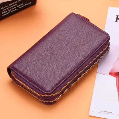 HOTSENDEFN Leather Women Wallet RFID Blocking Zipper Around Phone Holder Clutch Wristlet Large Capacity