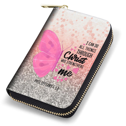 HOTCredit Card Holder Wallets for Women, RFID Blocking Small Leather Card Case Wallet with Zipper Accordion Wallets, Floral Quote Bible Verse Psalm 46:10