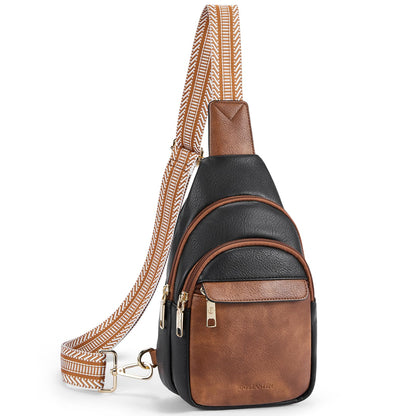 HOTBOSTANTEN Sling Bag for Women Leather Crossbody Bags Fanny Pack Chest Bag for Travel