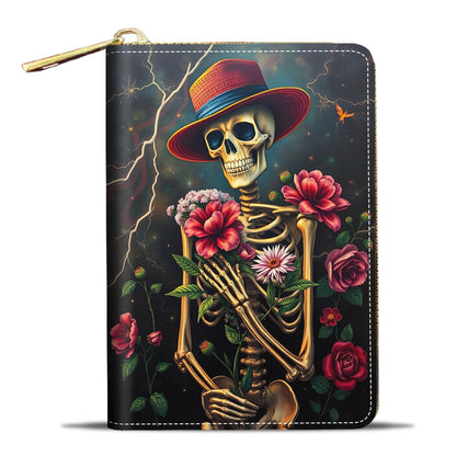 HOTCredit Card Holder Wallets for Women, Small RFID Wallet Slim Leather Card Organizer Case with Zipper, Retro Music Cassette