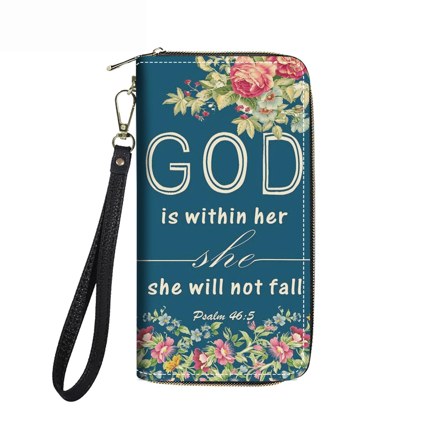 HOTWomen's Large Capacity Wallet PU Leather Double Zipper Clutch Purse Multifunctional Wallet with Removable Wristlet Strap for Smart Phone/Coin/Card/Cash, Flower Butterfly