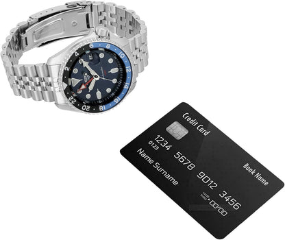 HOTSeiko SSK003 Automatic Watch for Men - 5 -Sports - Blue Dial with Date Calendar and Luminous Hands & Markers and Black & Blue GMT Bezel, 100m Water-Resistant