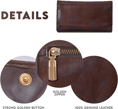 HOTGenuine Leather Wallets for Women 2024 RFID Blocking Ladies Large Trifold Slim Clutch Brown Wallet for Women - 13 Card Slots, 4 Cash Slots - Fits iPhone 14
