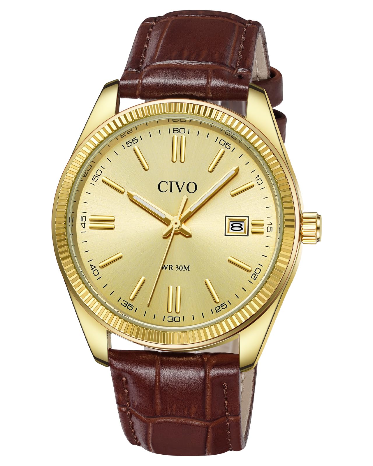 HOTCIVO Analog Mens Watches Silver: Wrist Watches with Date Easy to Read | Dress Stainless Steel Watch for Men, Gifts for Husband Father at Birthday Anniversary