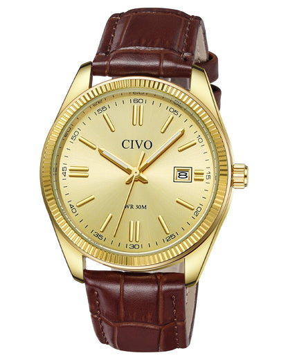 HOTCIVO Analog Mens Watches Silver: Wrist Watches with Date Easy to Read | Dress Stainless Steel Watch for Men, Gifts for Husband Father at Birthday Anniversary