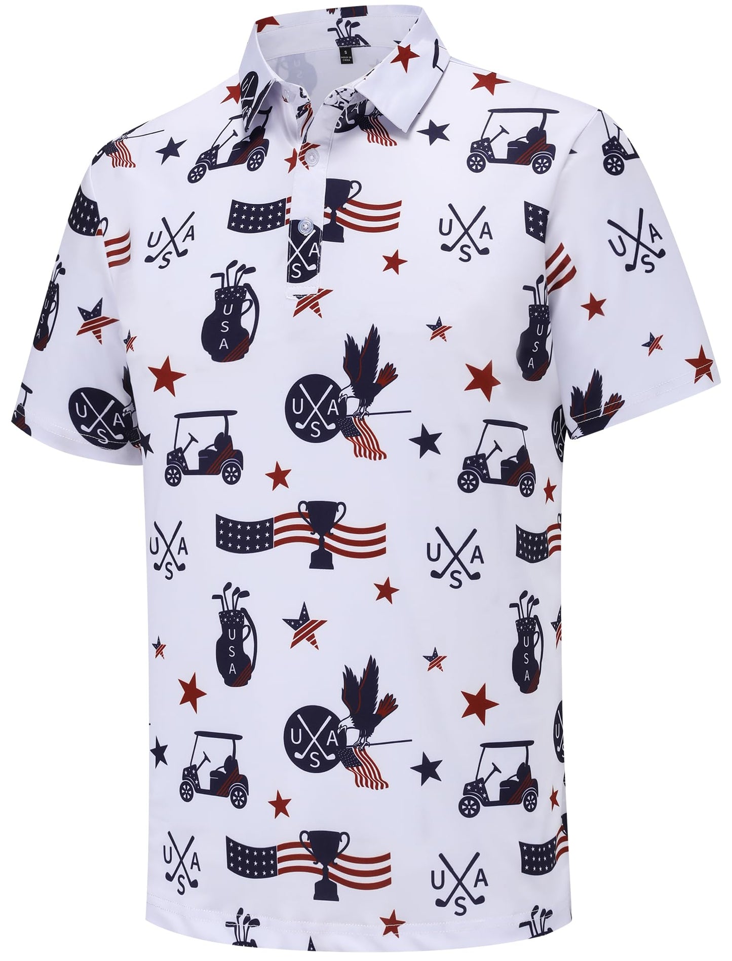 HOTMens Golf Polo Shirts Short Sleeve Performance Moisture Wicking Dry Fit Casual Print Funny Golf Polo Shirts for Men
