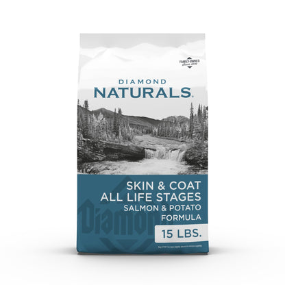 HOTDiamond Naturals Skin & Coat Puppy, Adult & Senior Dry Dog Food Salmon 30lb | Real Salmon & Potato | Omega Fatty Acids Help Support Healthy Skin & Shiny Coat | Guaranteed Probiotics & Superfoods