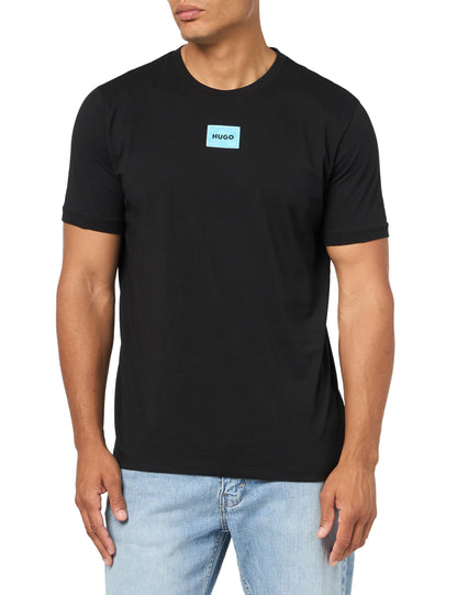 HOTHugo Mens Ribbed Crew Neck Regular Fit Center Logo T-Shirt