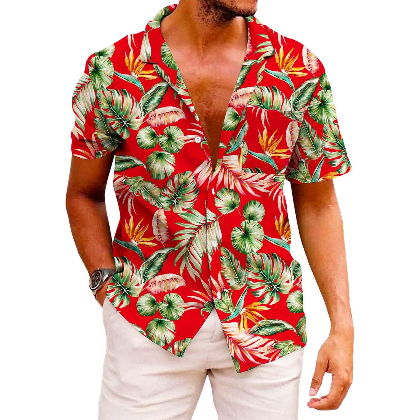 HOTKYKU Funky Hawaiian Shirt for Men Palm Beach Shirts Tropical Vacation Clothes