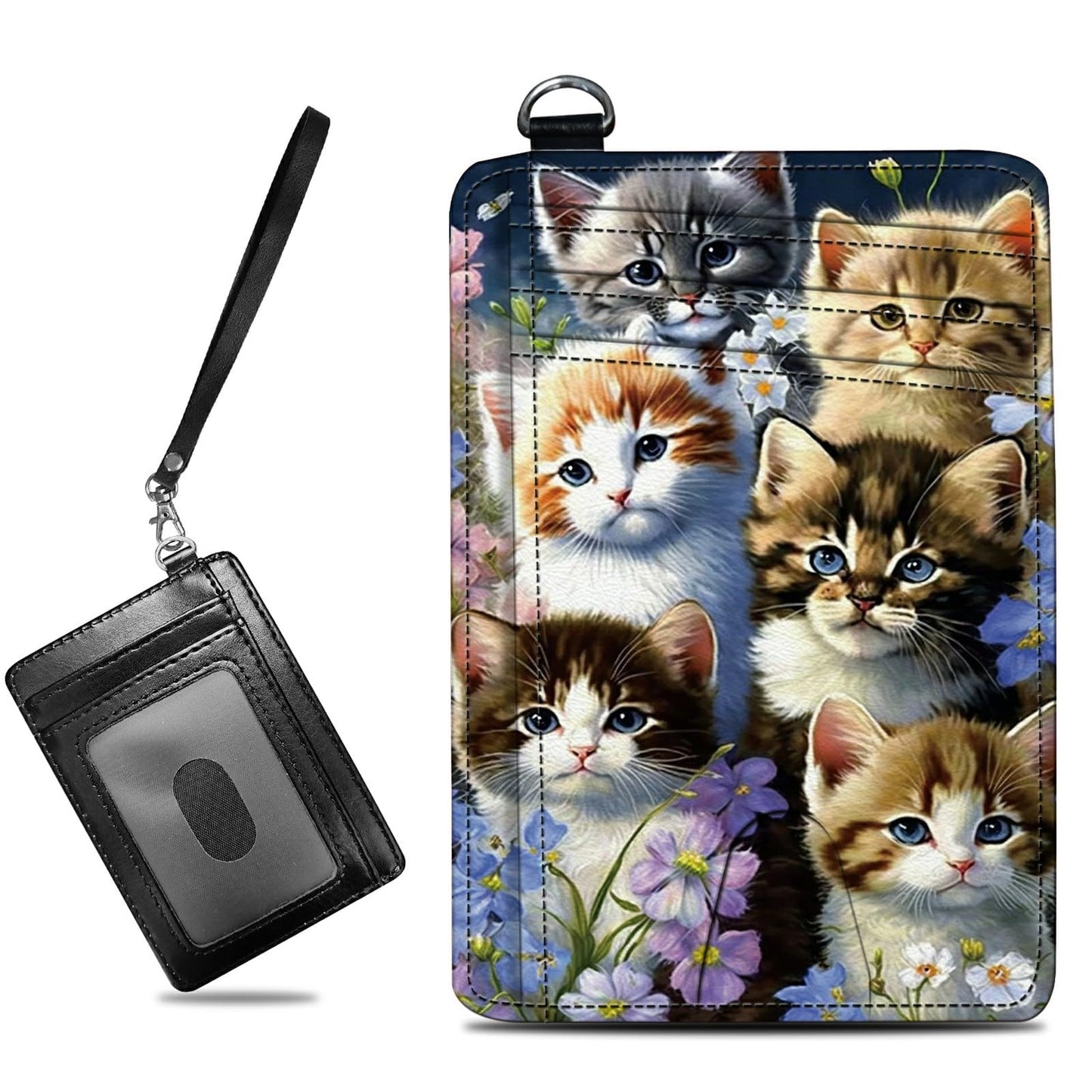 HOTCute Credit Card Holder with Zipper, Crow Skull RFID-Blocking Card Case Small Wallet for Women Men, Multi-slot Card Organizer Case Travel Accordion Wallet