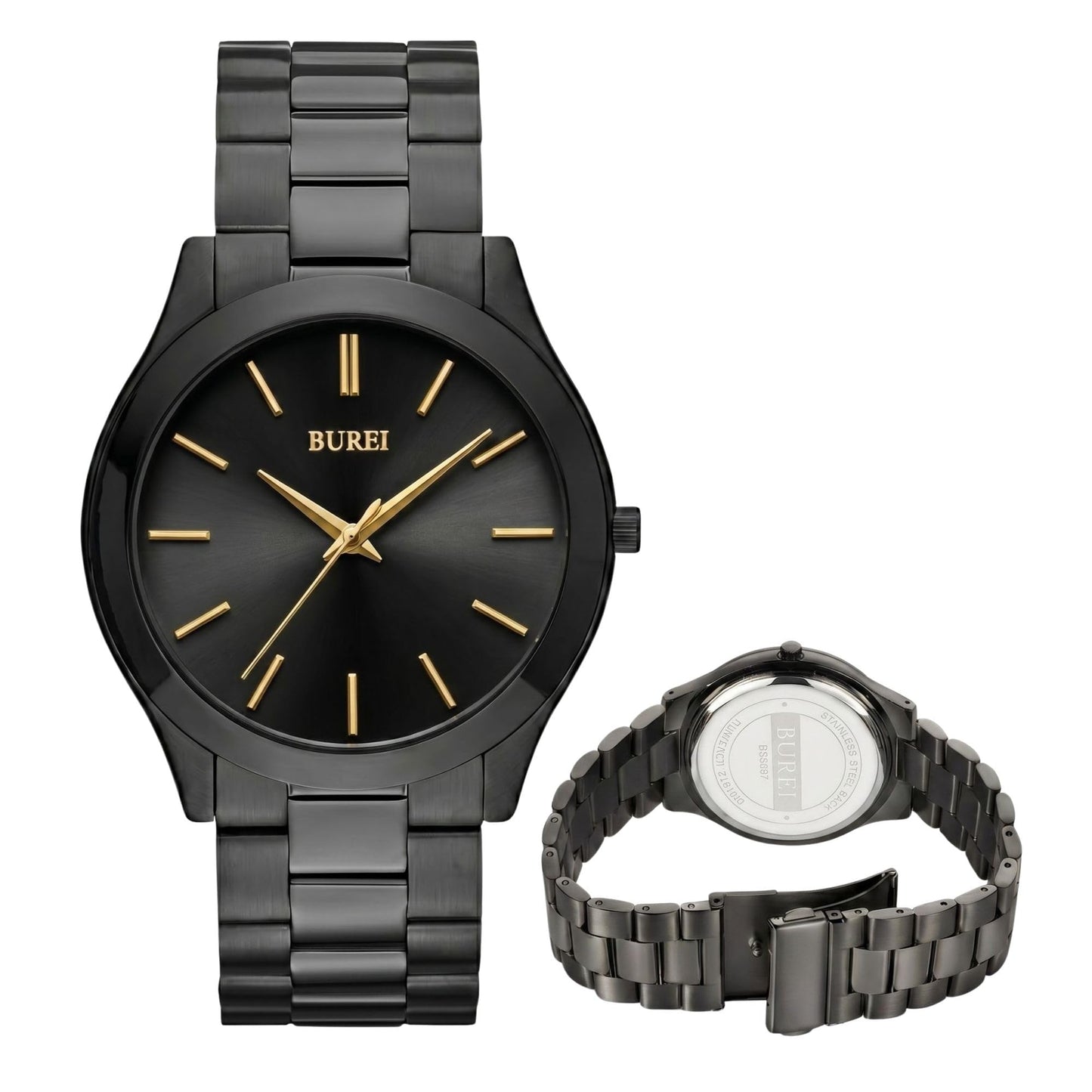 HOTBUREI Men's Wrist Watch, Analog Stainless Steel Dress Waterproof Quartz Watch for Men with Japanese Movement,Refined Gifts for Men, Boyfriend, Husband, Dad