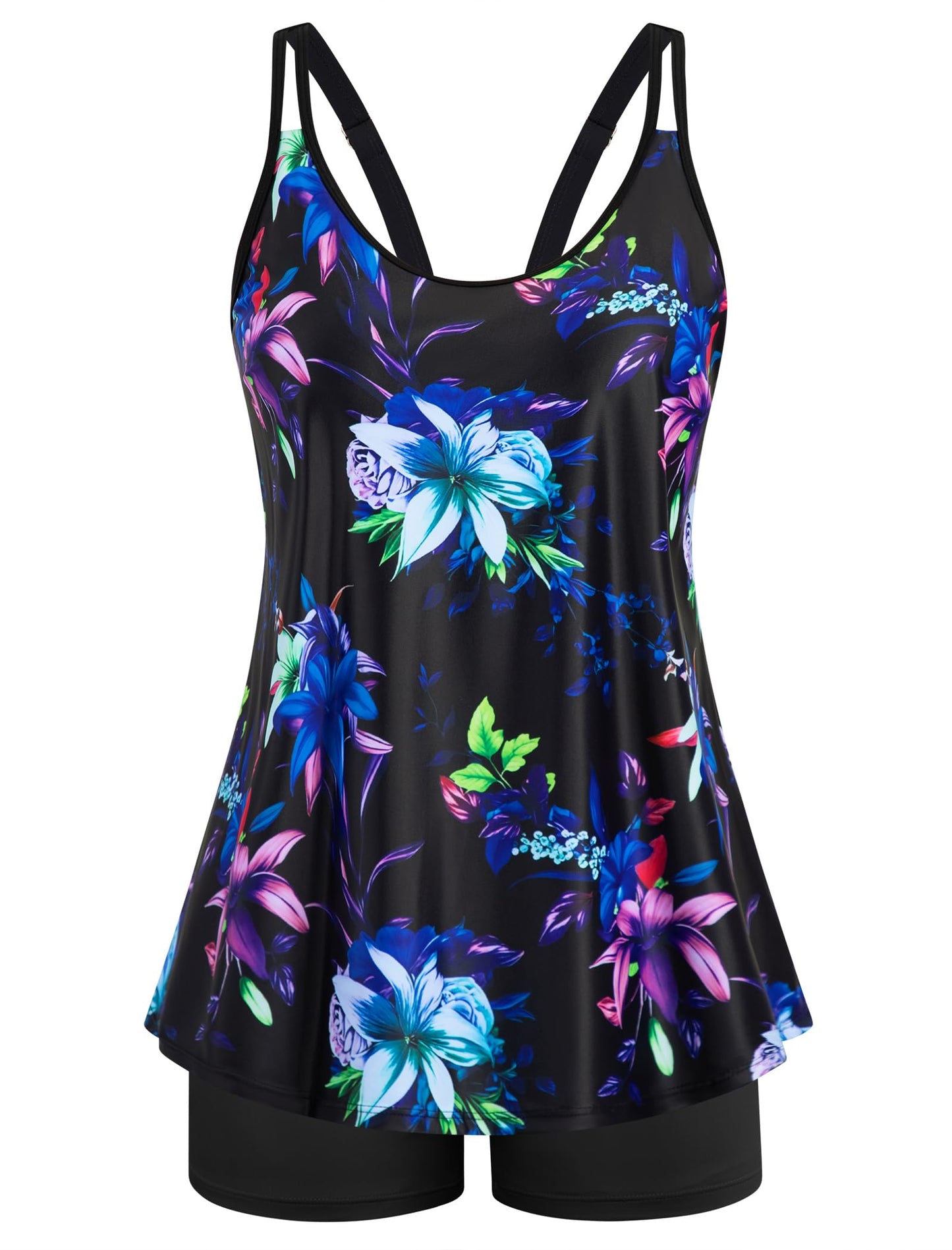 HOTArolina Tankini Swimsuits for Women Tummy Control Two Piece Bathing Suits Flowy Swim Tops with Boy Shorts