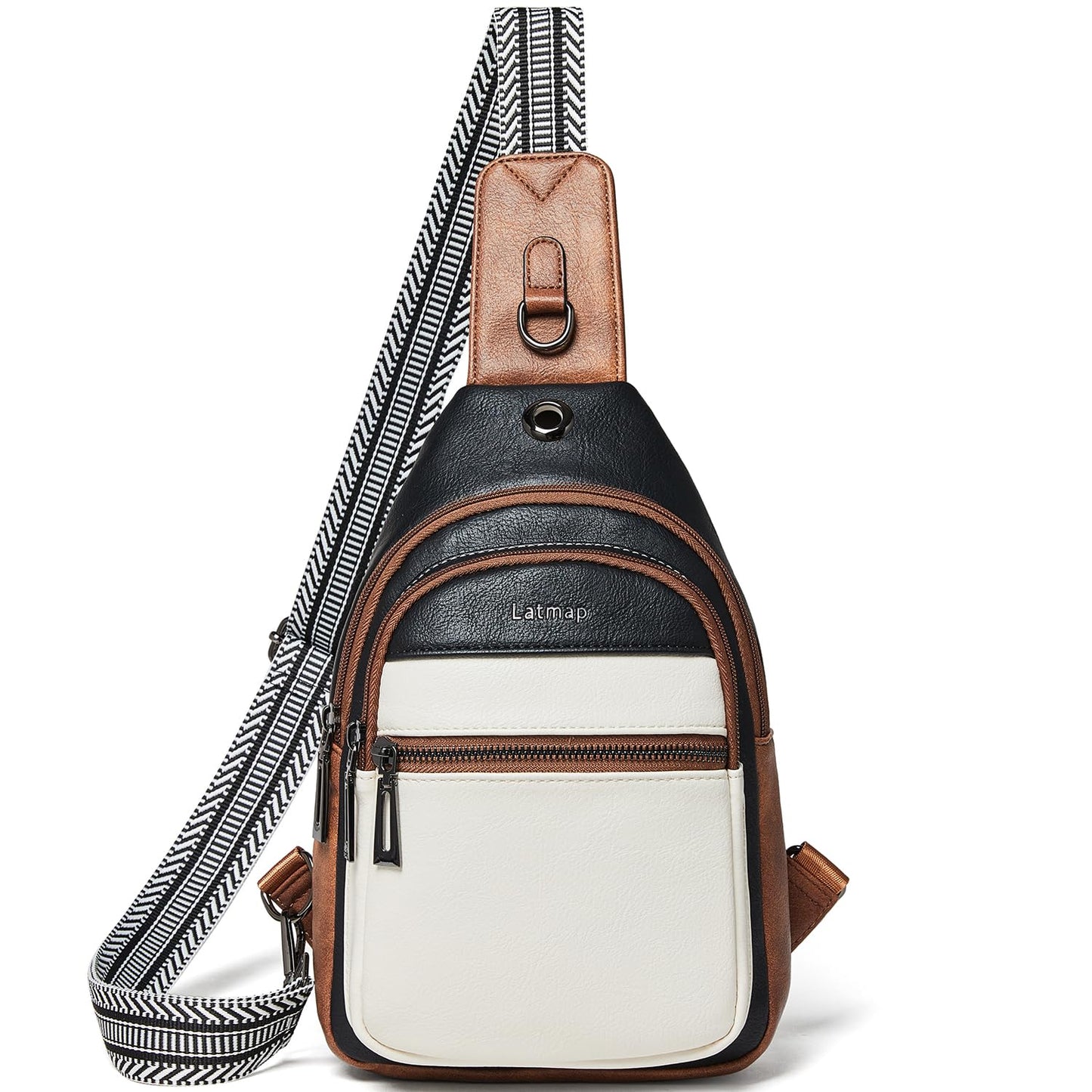 HOTLATMAP 7L Sling Bag For Women Faux Leather Anti Theft Small Casual Daypack Backpack Fanny Pack Crossbody Chest Bags Purse Waterproof Brown