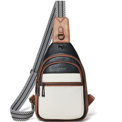 HOTLATMAP 7L Sling Bag For Women Faux Leather Anti Theft Small Casual Daypack Backpack Fanny Pack Crossbody Chest Bags Purse Waterproof Brown