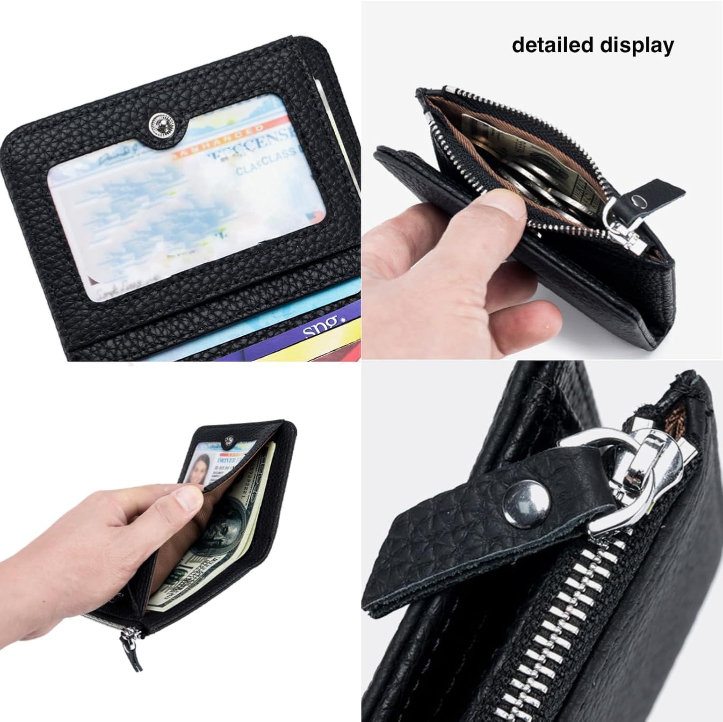 HOTGenuine Leather Womens RFID Blocking Bifold Wallet Zipper Pocket ID Window | Multi Card Slots for Credit Cards, Separate Cash & Coin Zipper Pocket, Anti-theft RFID Shielding Purse for Women