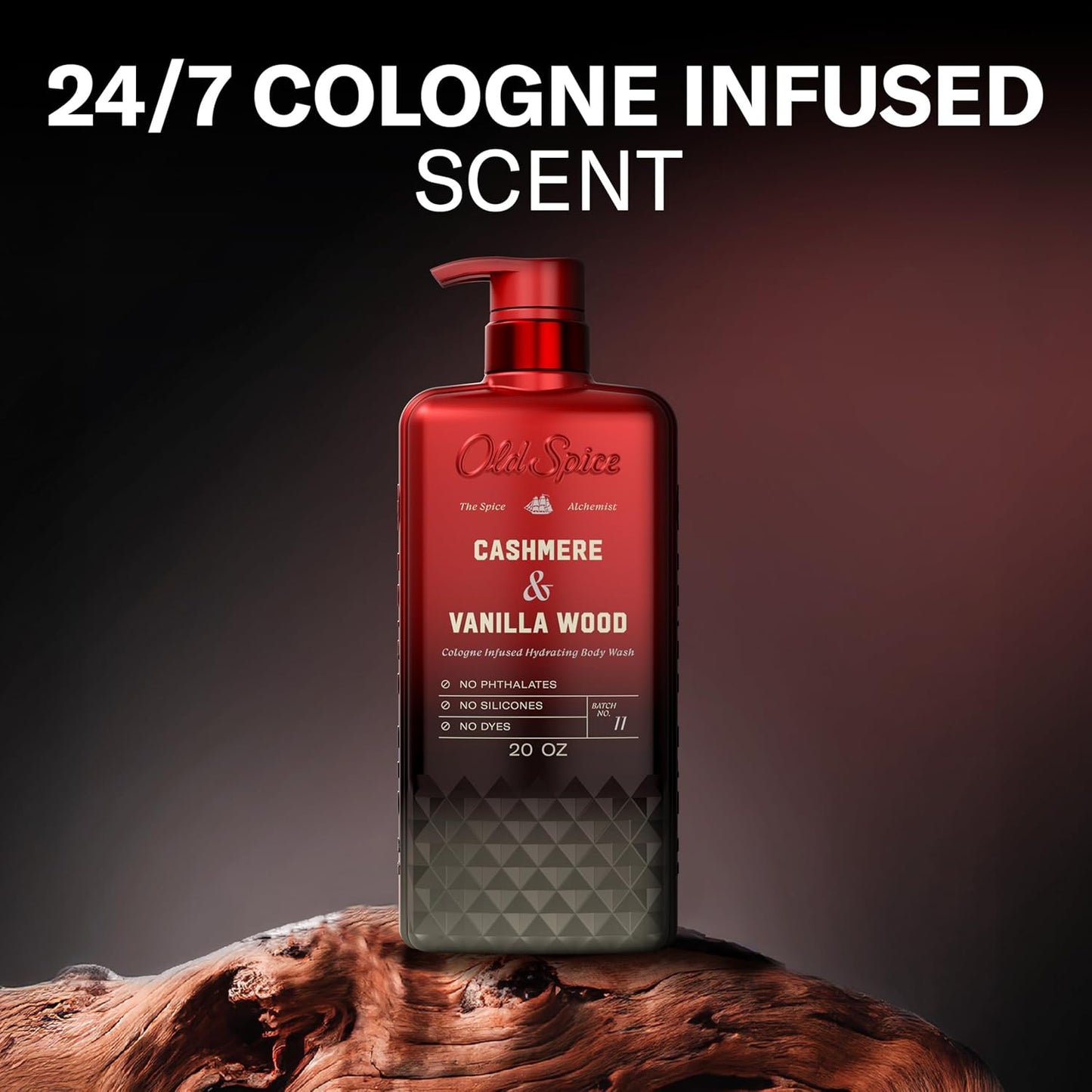 HOTOld Spice Body Wash for Men, The Spice Alchemist Collection, 24/7 Cologne Infused Hydration, No Trade Off Formula, Free of Phthalates Silicones & Dyes, Cashmere + Vanilla Wood Scent, 20 oz