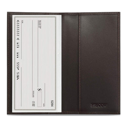 HOTHISCOW Slim Leather Checkbook Cover for Personal Checks | Full grain cowhide, transaction register & check book pockets, removable duplicate divider, durable stitching, gifts for men