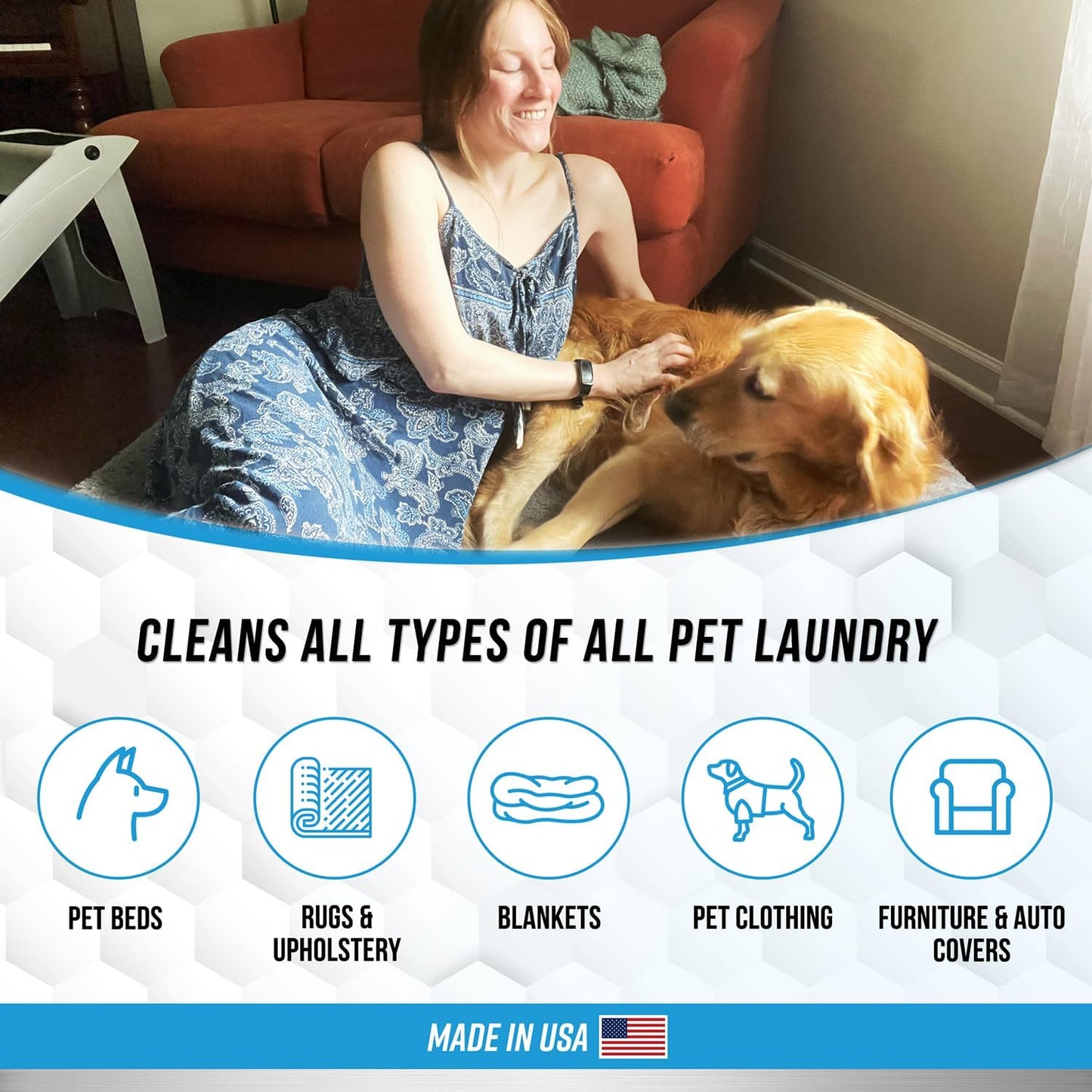 HOTPet Laundry Detergent Odor Remover - ACTIVE Enzyme Based Powder Detergent for Dogs Beds, Cat Pee, HE Washer Friendly Natural Enzymatic Deodorizer, Urine, Smell, Dog Drool, Stain Eliminator - 64 Loads