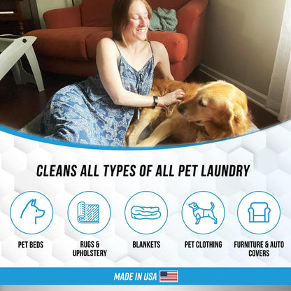 HOTPet Laundry Detergent Odor Remover - ACTIVE Enzyme Based Powder Detergent for Dogs Beds, Cat Pee, HE Washer Friendly Natural Enzymatic Deodorizer, Urine, Smell, Dog Drool, Stain Eliminator - 64 Loads