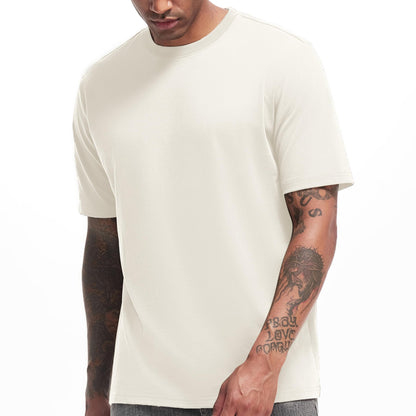 HOTVEIISAR Men's Heavy Weight Crew Neck T-Shirt Mens Premium Cotton Tee - Pre Shrunk S-3XL