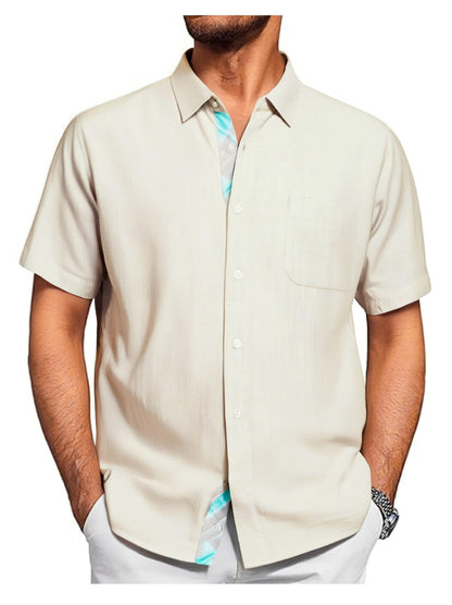 HOTDamipow Mens Casual Button Down Shirts Short Sleeve Fashion Vacation Beach Shirts