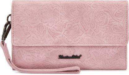 HOTMontana West Women Wallet Trifold Large Capacity Phone Wristlet Travel Credit Card Cash Wallets with Coin Purse and Wrist Strap