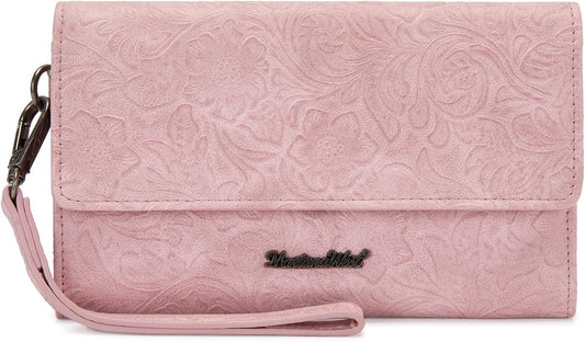 HOTMontana West Women Wallet Trifold Large Capacity Phone Wristlet Travel Credit Card Cash Wallets with Coin Purse and Wrist Strap