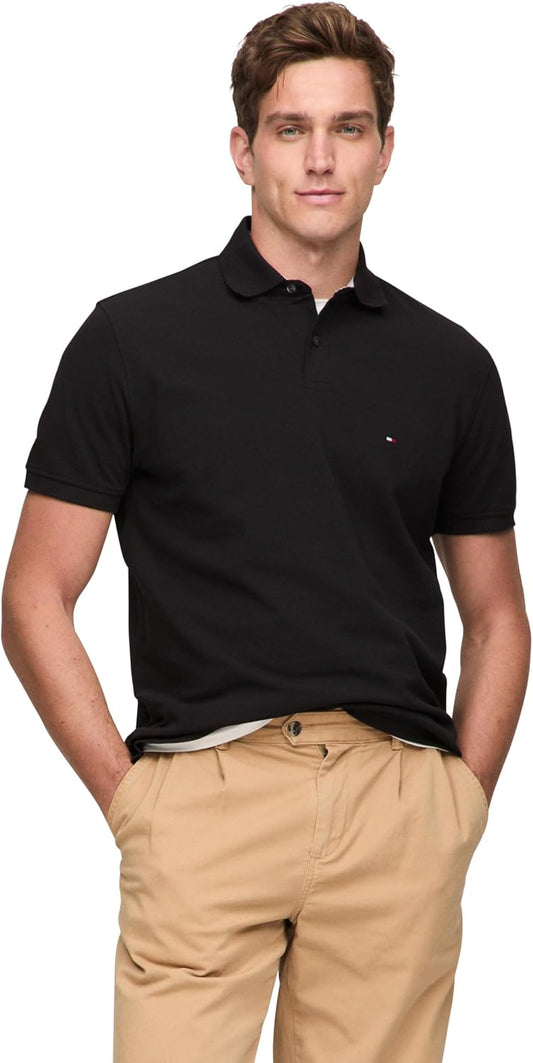 HOTTommy Hilfiger Men's Short Sleeve Polo Shirts in Classic Fit with Stretch and Organic Pique Cotton