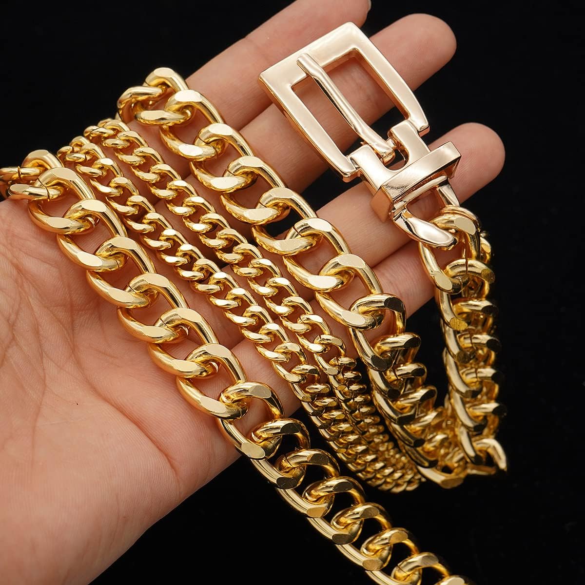 HOTSuyi Chain Belt for Women Girls Gold Metal Waist Chain Multilayer Chunky Chain Belts for Dress