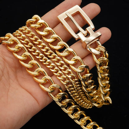 HOTSuyi Chain Belt for Women Girls Gold Metal Waist Chain Multilayer Chunky Chain Belts for Dress
