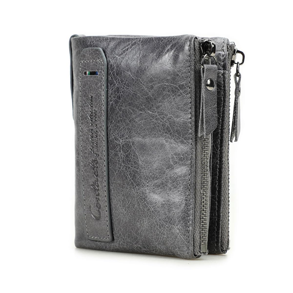 HOTCONTACTS Soft Leather Wallet for Women Small Bifold Coin Purse Double Zipper Card Holder with RFID Blocking (Rose Tan)