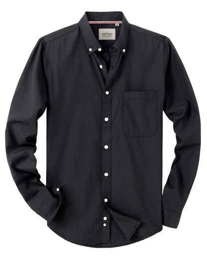 HOTAlimens & Gentle Mens Solid Oxford Shirt Long Sleeve Dress Shirt Work Casual Button Down Shirts with Pocket